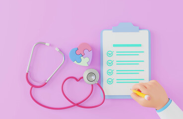 Doctor signing health checklist