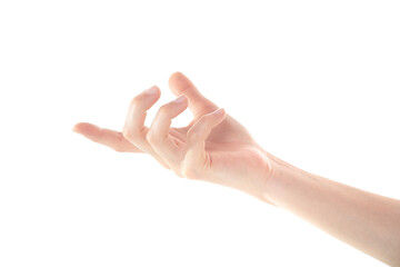 Female Hand is Grabbing Against Isolated White Background