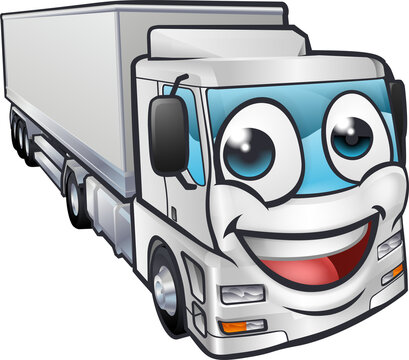 recommend clip art: Cartoon Truck Lorry Transport Mascot Character