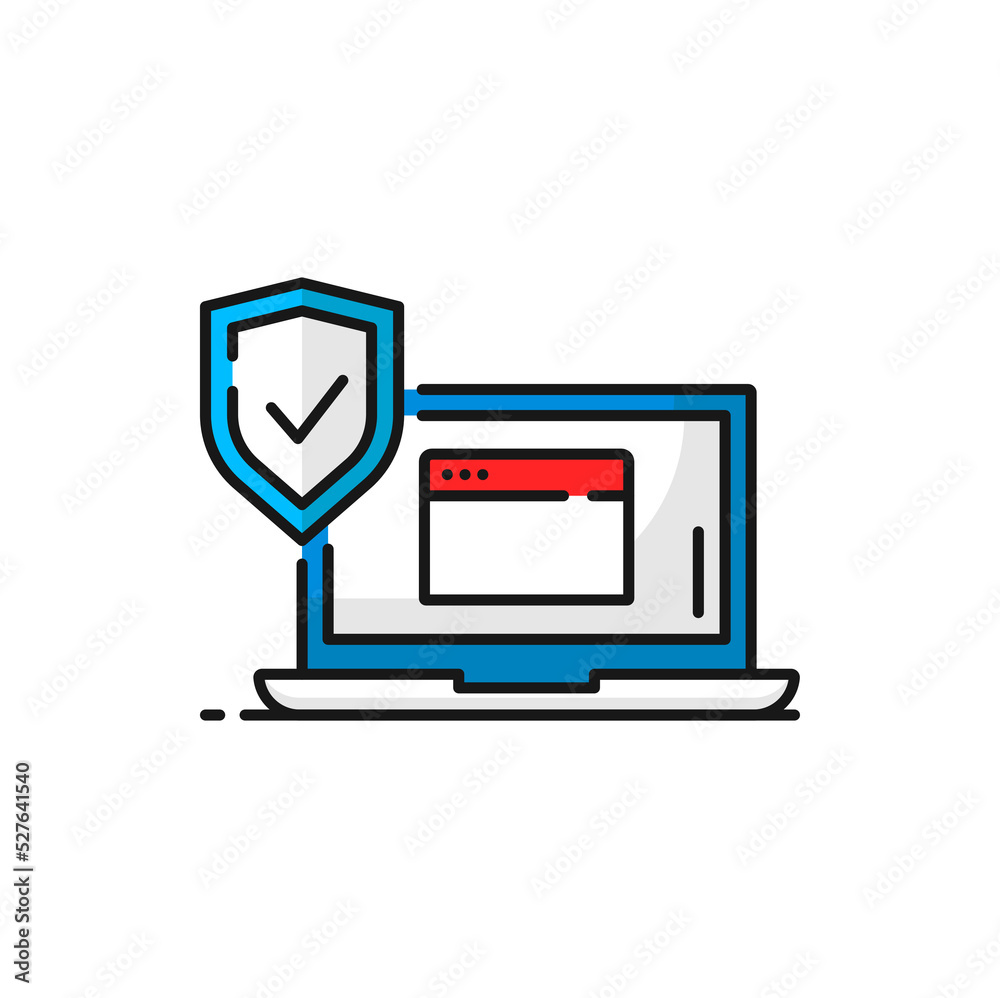 Leinwandbilder computer security protect shield isolated color outline icon. vector internet and data protection, a