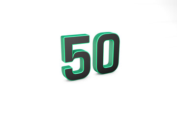 50 written fifty written 3D text in white background