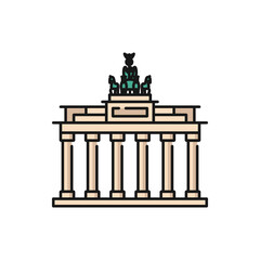 Brandenburg Gate, German tourism, history and culture tour landmark isolated color outline icon. Vector Germany travel icon, Berlin tourism emblem
