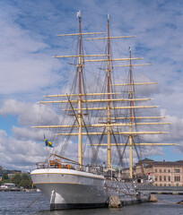 The steel hostel sailing ship af Chapman marooned in the bay Str&ouml;mmen a sunny autumn day in Stockholm