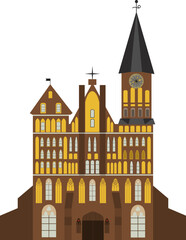 Fototapeta premium Gothic Cathedral on Kant island in Kaliningrad, Russia, main attraction of the region. Isolated. Vector. 10 eps