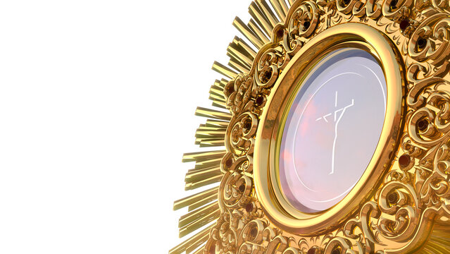 Jesus Christ in the monstrance present in the Sacrament of the Eucharist - 3D illustration