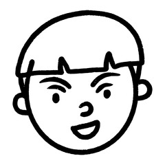 cunning expression illustration. cute head character design in line art 