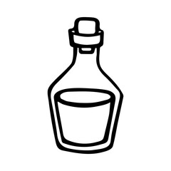 Doodle flask with magic potion. Hand-drawn bottles with poison. Vector illustration