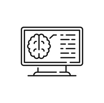 Brain scan mind cerebral imaging isolated outline icon. Vector nervous system structure analysis. Clinical test on neurology, mri medical procedure