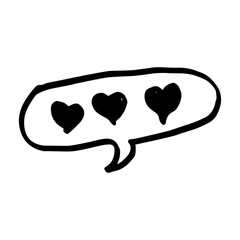 love icon in bubble hand drawn illustration design