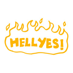 hellyes text hand drawn illustration design