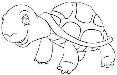 Turtle. Element for coloring page. Cartoon style.