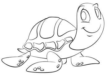 Turtle. Element for coloring page. Cartoon style.