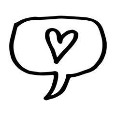 love icon in bubble hand drawn illustration design