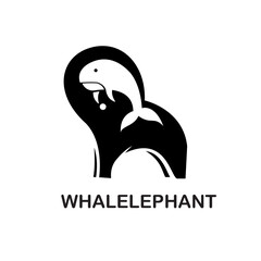 whale elephant negative space logo design concept