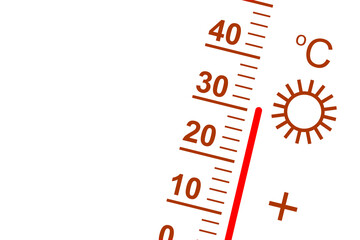 Thermometer zeigt große Hitze und hohe Temperatur