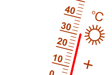 Thermometer zeigt große Hitze und hohe Temperatur