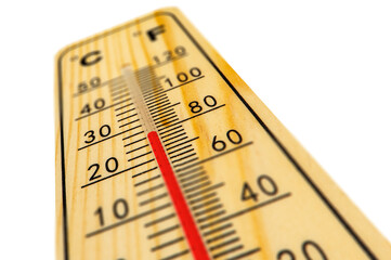 Thermometer zeigt große Hitze und hohe Temperatur - obrazy, fototapety, plakaty