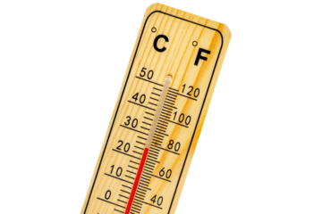 Thermometer zeigt große Hitze und hohe Temperatur