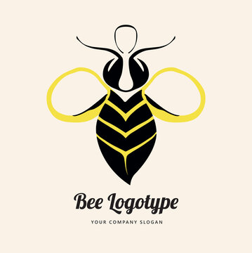 Bee logo design vector, bug bee design.