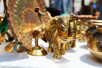 golden peacock and elephant