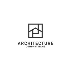architectural logo design with letter P