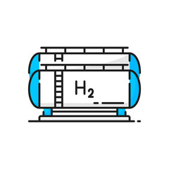 Hydrogen cistern color icon, H2 storage tank, green energy production vector symbol. Hydrogen production, refueling factory plant or hydrogen chemical station storage tank cistern, linear icon