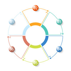 Vector infographic template with 6 steps.