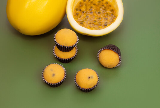 cinco deliciosos brigadeiros de maracuj&aacute;.  brigadeiro de maracuj&aacute;. 