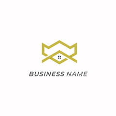 Fototapeta premium design logo combine home roof and crown