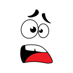 Astonished smile emoticon emoji line art icon. Vector isolated cartoon comic smiley eyes and surprised amazed face