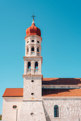 Beautiful view of the church in Betina town, Murter island, Croatia