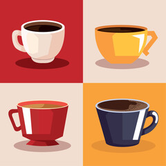 Obraz premium four coffee cups