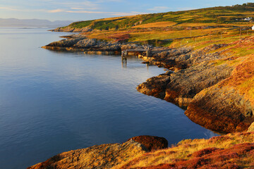 View from Point Lynas looking toward Snowdonia. Anglesey, North Wales, UK.