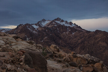 Amazing Sunrise at Sinai Mountain, Mount Moses with a Bedouin, Beautiful view from the mountain