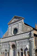 Firenze, Tuscany, Italy 08-26-2022. Details of the Santa Maria Novella church, a masterpiece of the Italian Renaissance