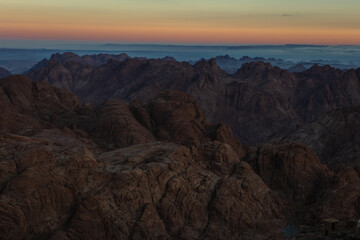 Amazing Sunrise at Sinai Mountain, Mount Moses with a Bedouin, Beautiful view from the mountain