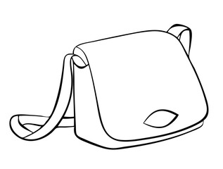 Woman's bag. Element for coloring page. Cartoon style.