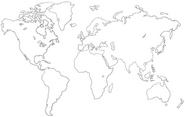 Fototapeta na wymiar World map outline. Element for coloring page. Cartoon style.