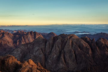 Amazing Sunrise at Sinai Mountain, Mount Moses with a Bedouin, Beautiful view from the mountain