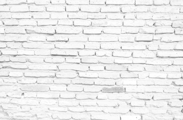 Obraz premium Modern white vintage brick wall texture for background retro whitewashed, Old Brick Wall Surface Grunge Shabby Background weathered texture stained, old stucco light gray, and paint white brick wall.