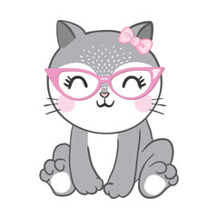 cute cat sketch vector illustration, print design cat, children print.