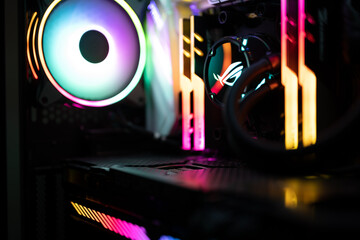 Rainbow colored illumination of a gaming computer