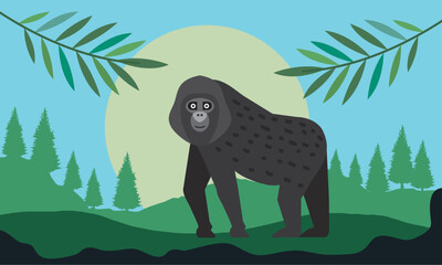 gorilla monkey in landscape
