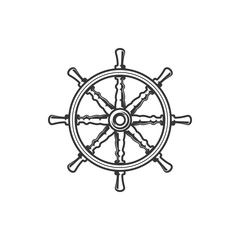 Spain symbol of helm, Spanish seafaring and ship sailing culture, vector icon. Spanish maritime travel and marine or naval exploration, history and national culture of Spain