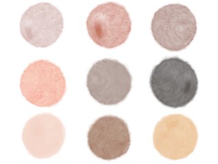 Circle brush texture. Different pastel colors palette. Fuzzy brush. Hand drawn colourful illustration