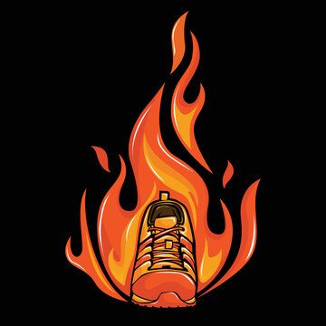 Vector illustration of burning shoes