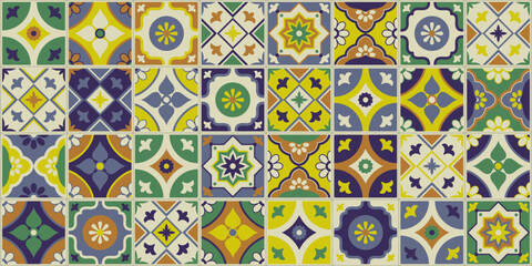 Colorful azulejos traditional tiles background