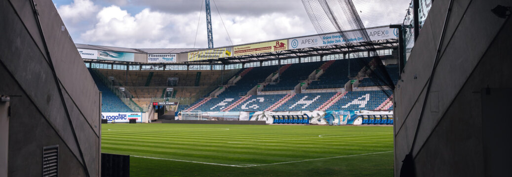 Inside the Ostseestadion, home stadium of FC Hansa Rostock. Germany - May 2022