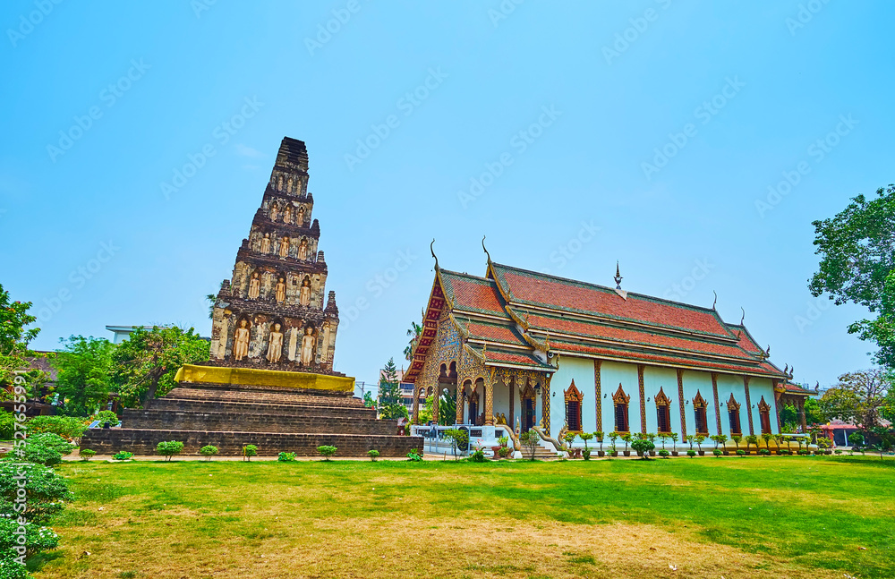 Canvas Prints The Viharn Hall and Chedi of Wat Chammathewi, Lamphun, Thailand