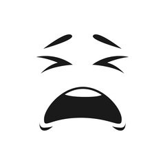 Cartoon face with open mouth, disgust or yawning vector emotion with closed eyes. Sour taste, aversion or sneezing facial expression, funny emoji. Naughty or disgusting isolated emoji character